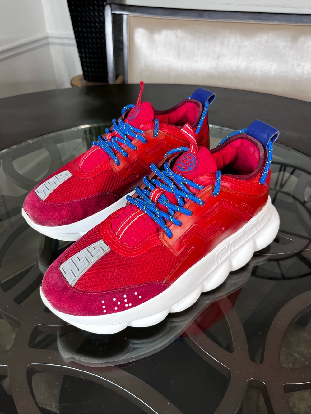 VERSACE Chain Reaction Red Cherry Mens Sneakers Sz 10 /43